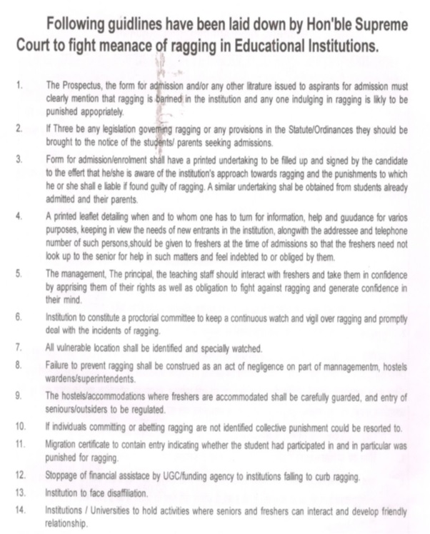 Anti Ragging Rules